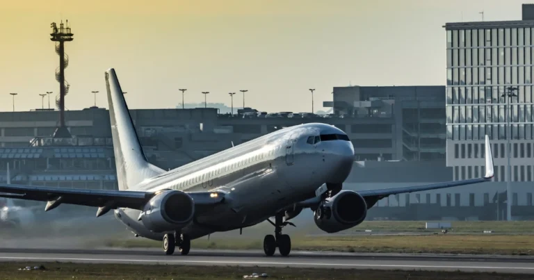 Boeing 737 lifting off at sunset, the only aircraft Southwest interview candidates will fly.